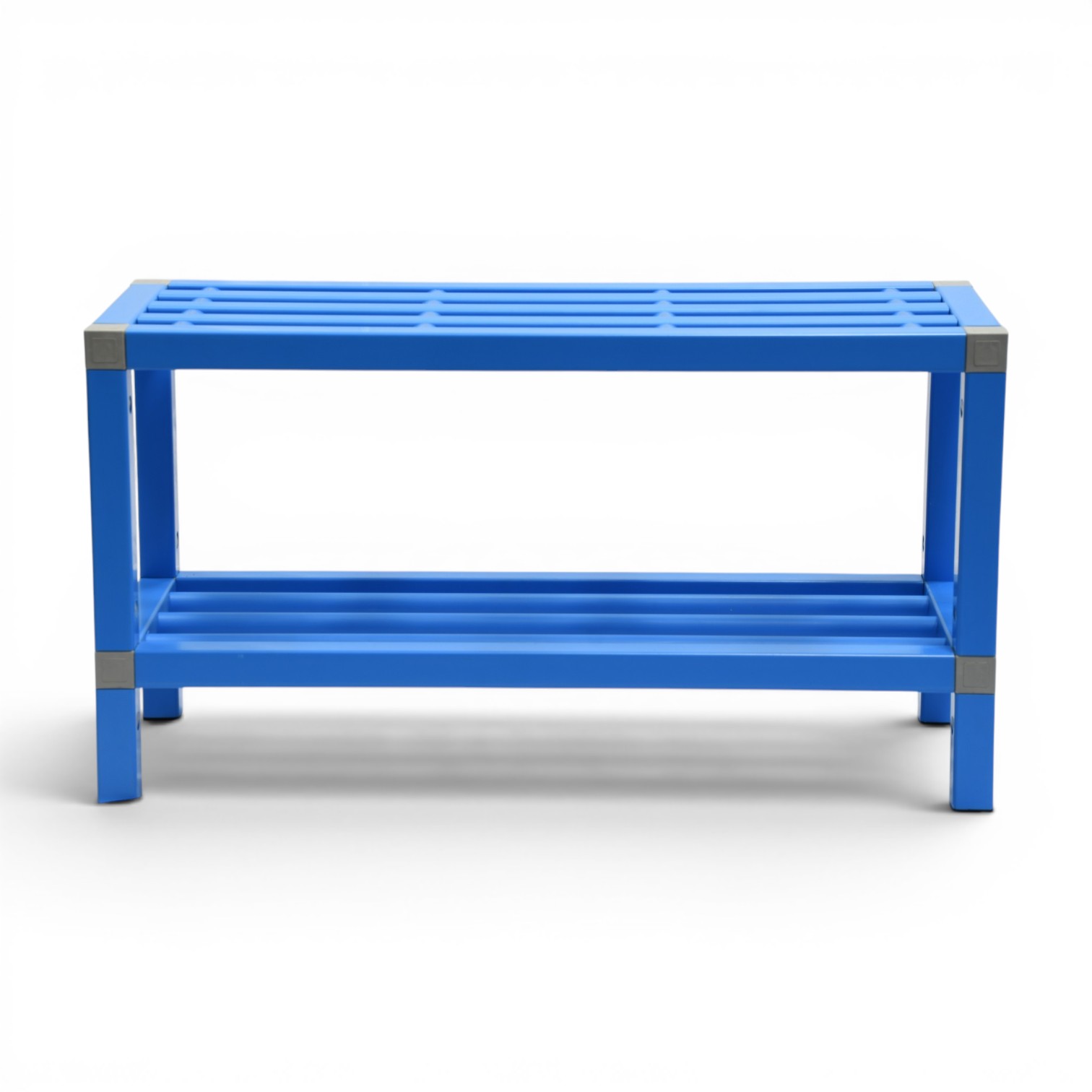 banc pvc piscine en tubes carrés bleus