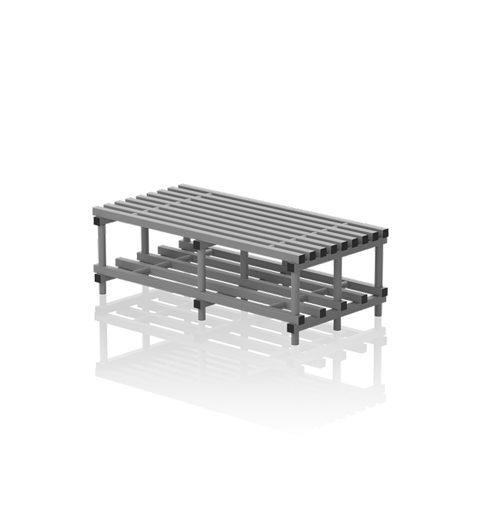 Banc double PVC  GRIS