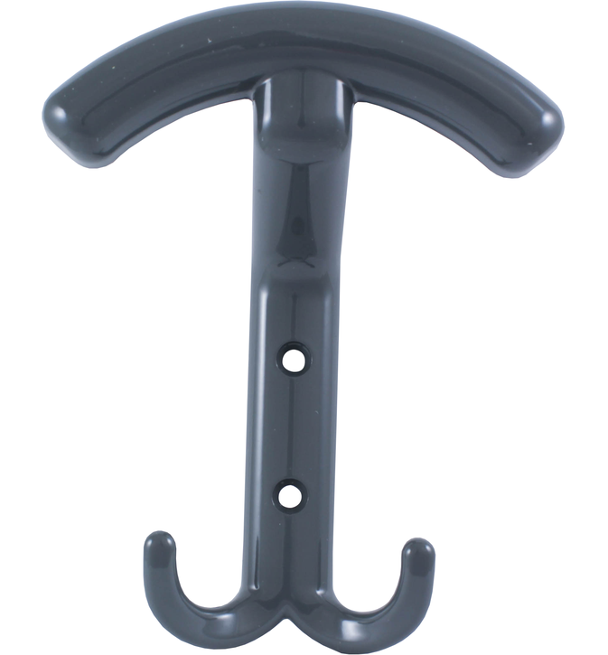 Patère murale porte manteau et double crochets  gris fonce