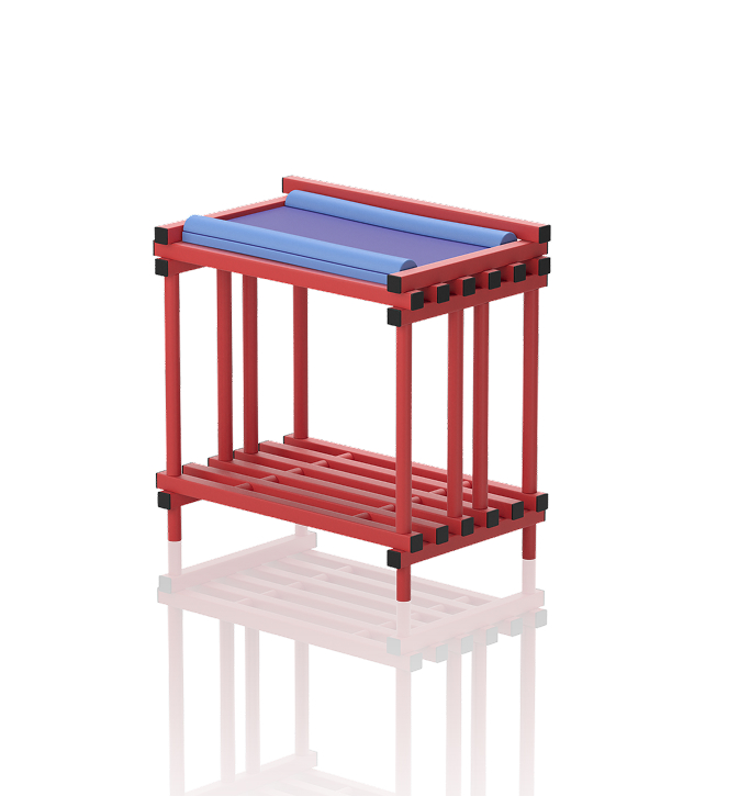 Table a langer avec matelas 8199_rouge